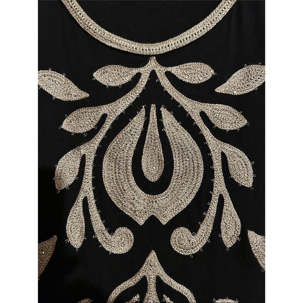INC International Concepts Black Mini Dress with Silver Embroidered Pattern - Picture 3 of 8